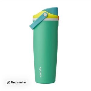 Owala Insulated Travel Bottle in Teal with Yellow & Blue Accents